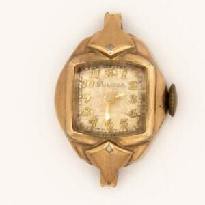 Vintage BULOVA Ladies Watch 10K Rolled Gold Plate Art Deco FOR PARTS OR REPAIR